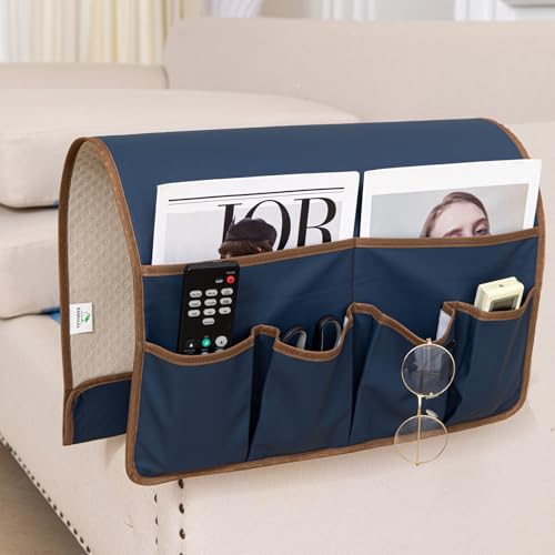 Anti Slip Sofa Armrest Organizer Arm Chair Bedside Caddy Storage Organizer For Recliner Couch With 6 Pockets For Cell Phone Tv Remote Control