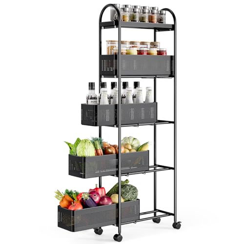 Slim Storage Cart with Drawers