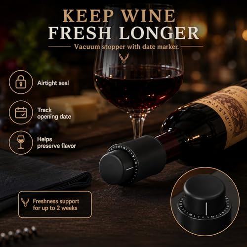 4-in-1 Rechargeable Electric Wine Opener Set - Automatic Corkscrew, Foil Cutter, Aerator Pourer, Vacuum Stopper - Wine Lovers Gifts for Women and Men