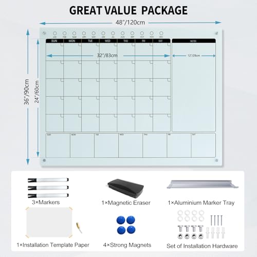 Magnetic Glass Writeboard Tempered Glass Dry Erase Boards Wall Mounted Frameless Whiteboard Bulletin Message Boards