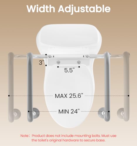Toilet Safety Rail for Seniors with Adjustable Height & Width