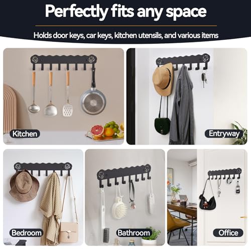 Key Holder Hooks Organizer Hanger Rack Wall Mounted with Screws and 8 Hooks
