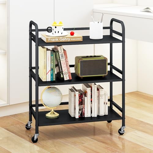 3 Tier Rolling Cart with Lockable Wheels Sturdy Construction