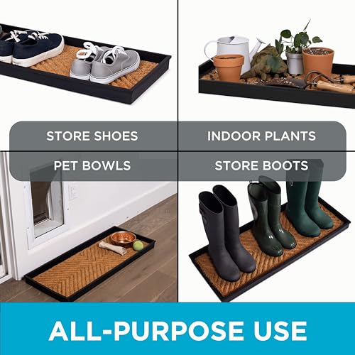 Rubber Boot & Shoe Tray with Coir Insert