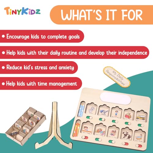 Wooden Chore Chart for Kids Visual Schedule