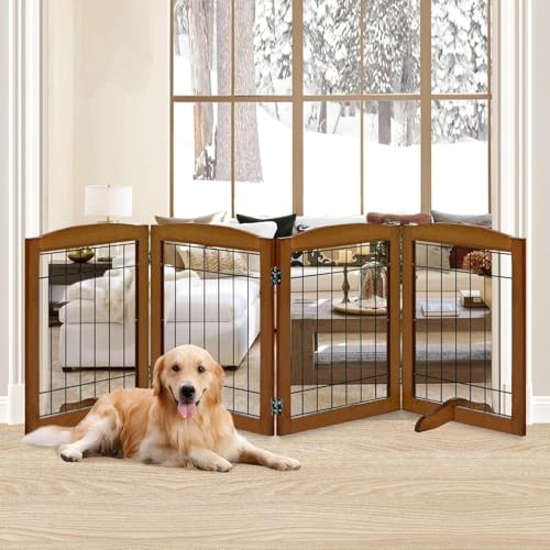 Freestanding Foldable Wood Dog Gate