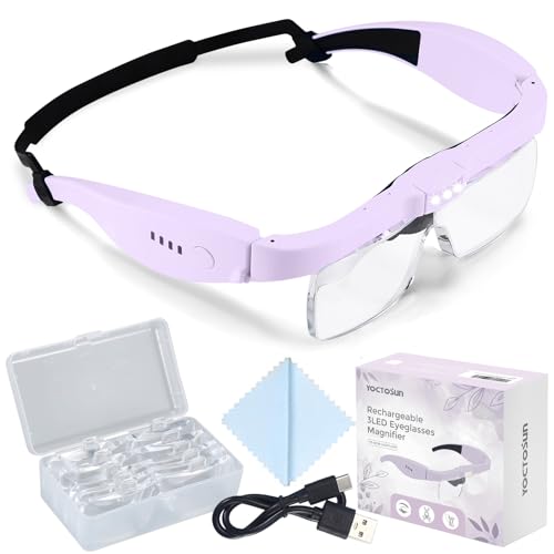 Magnifying Glasses with 3 LED Lights and 5 Detachable Lenses