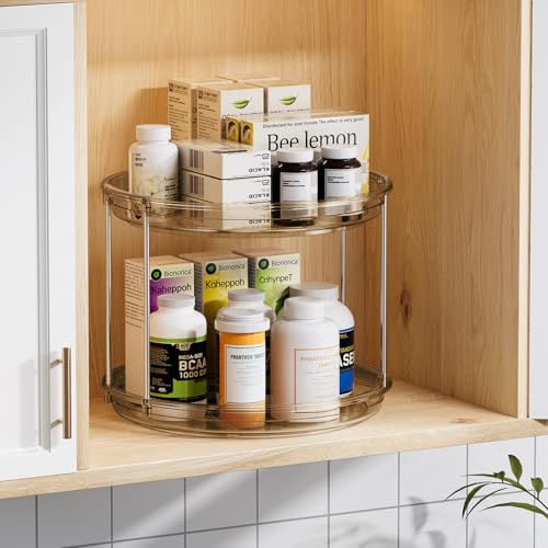 2 Tier Lazy Susan Turntable Organizer 9.25'' Rotating Spice Rack Organization for Cabinet