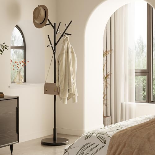 Coat Rack Solid Wood Coat Rack Freestanding with 12 Hooks