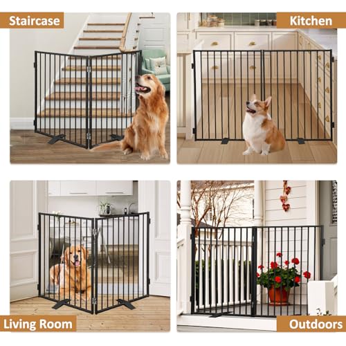 Metal Freestanding Dog Gates with Door