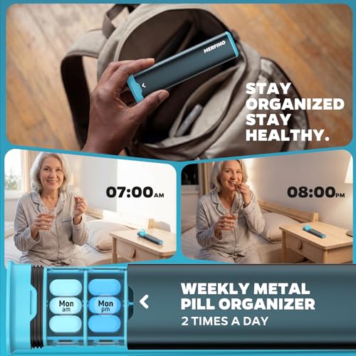 Metal 7 Day Pill Organizer 2 Times a Day
