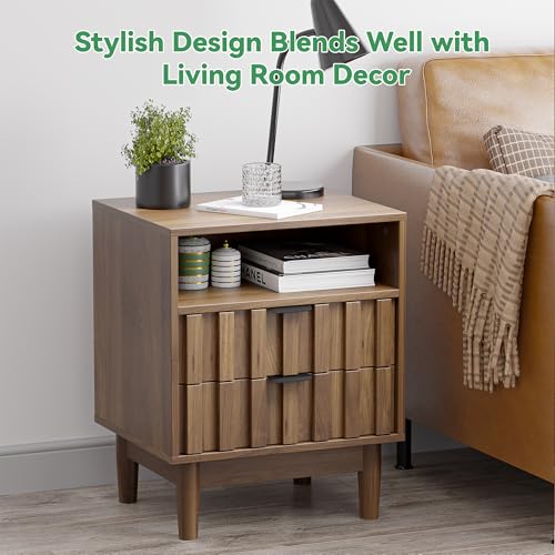 Rattan Marble Nightstand