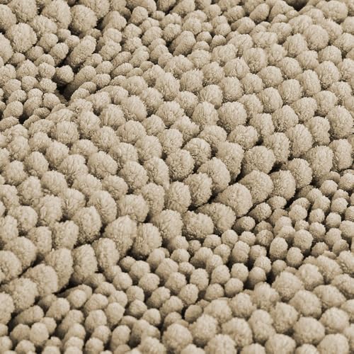 Bathroom Rugs Bath Mats Sets Super Absorbent Chenille Striped Bath Mats Non Skid Machine Wash Dry Rugs for Bathroom Floor Set of 2