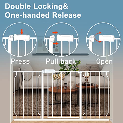 Extra Wide Baby Gate Black Walk THR Dog Gates Doorways House No Drill Pressure Mounted Auto Close Long Child Safety Gate for Kids and Pet