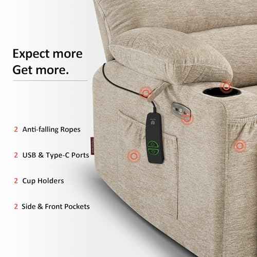 Power Lift Recliner Chair Sofa with Massage and Heat for Elderly People