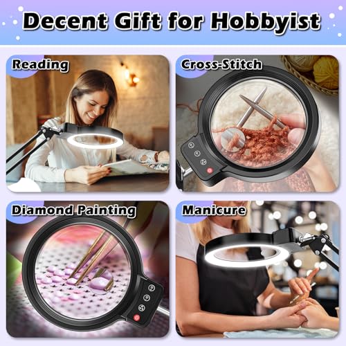 30X 10X Large Floor Magnifying Glass with Light and Stand