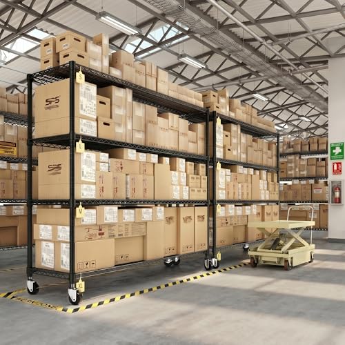 55.5''W Storage Shelves 2500LBS Wire Shelving Unit with Wheels
