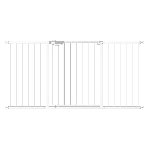 Triple Lock Baby Gate Extra Wide Pressure Mounted Walk Through Swing Auto Close Safety Black Metal Dog Pet Puppy for Stairs