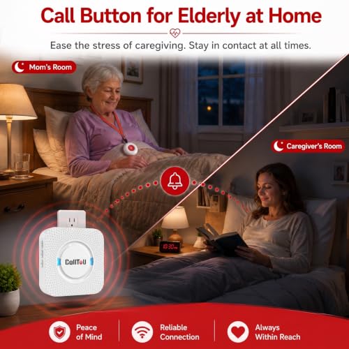 Caregiver Pager Wireless Call Button 500+ Feet for Home