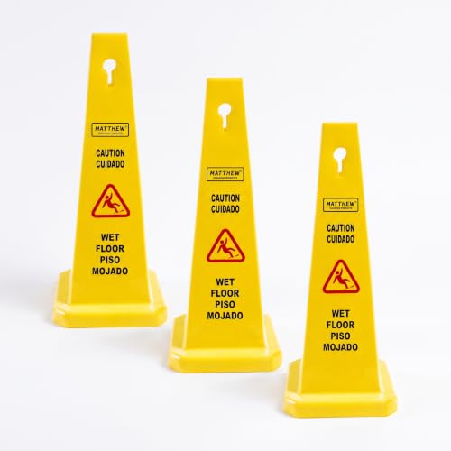 MATTHEW CLEANING Industrial Wet Floor Sign 3 Pack 2