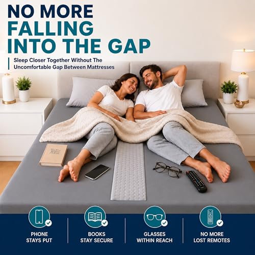 Split King Gap Filler for Adjustable Bed with Fitted Sheet