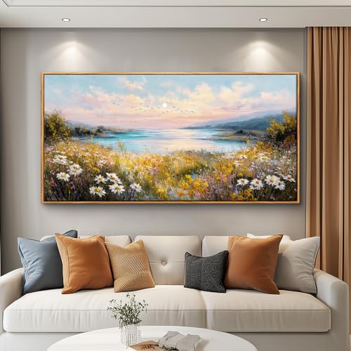 Canvas Wall Art for Living Room Large Wall Decor for Bedroom Landscape Painting of Elk Mountain Wall Pictures Office Restaurant Wall Decoration Modern Room Home Decor Wood Framed 20"X40"