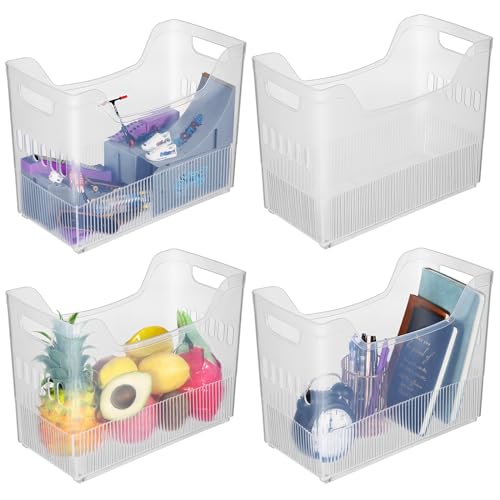 4pcs Plastic Freezer Organizer Bin with Wheel