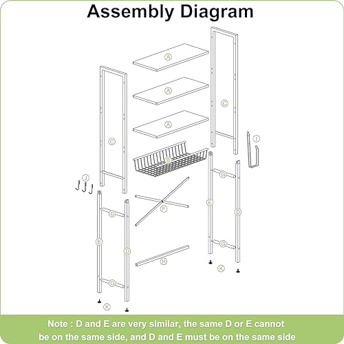 Over-The-Toilet Storage Rack, 4-Tier Bathroom Organizer Shelf Over Toilet with Adjustable Shelf and Basket, Freestanding Space Saver Bathroom Shelves Above Toilet for Room