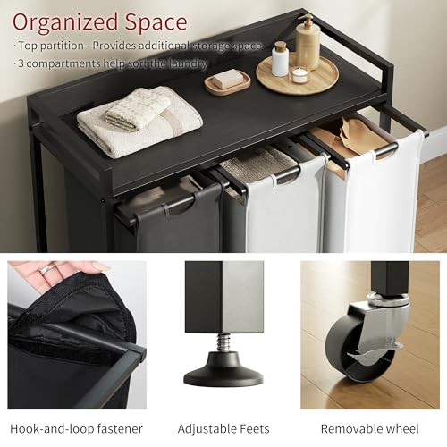 Laundry Hampers with Shelf and Pull