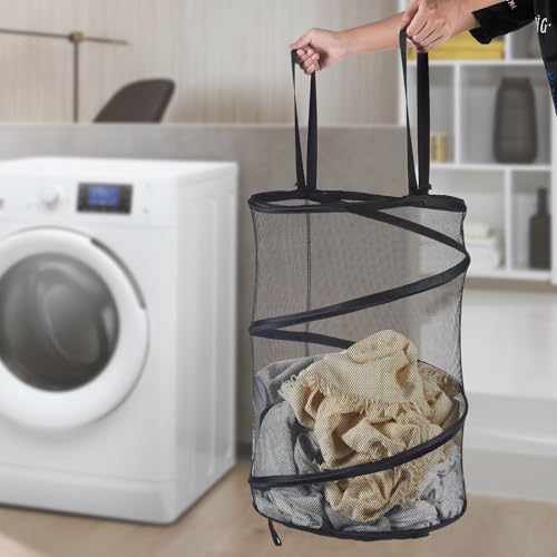 Mesh Popup Laundry Hamper 115L Foldable Laundry Basket Large Capacity Collapsible Clothing Storage Basket with Handles 26 H x 18 W x 18 L