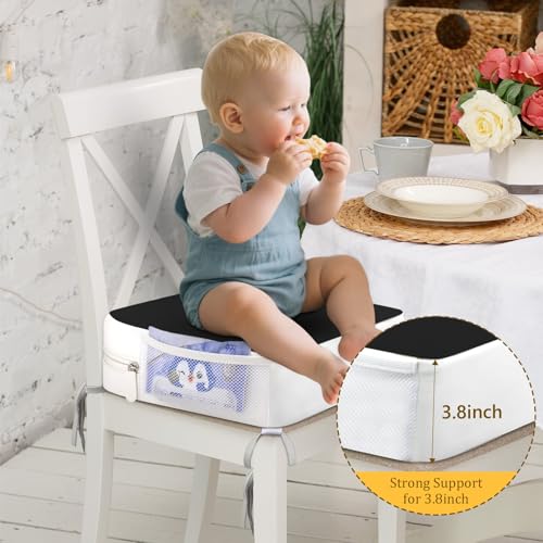 Toddler Booster Seat for Kitchen Chair 4 Point Anchor Fix 3.8 Inch Lift