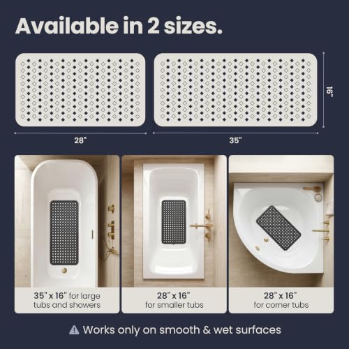 Bathtub Mat Non Slip 35x16 Shower Mat Non Slip Anti Mold BPA Free