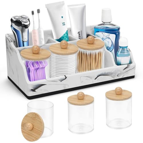 Bathroom Organizer Countertop White Marble Toothbrush Holders