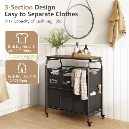Laundry Sorter Cart with Ironing Board
