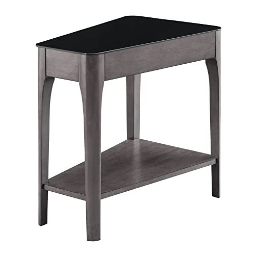 Laurent Solid Wood Recliner Wedge End Side Table with Shelf