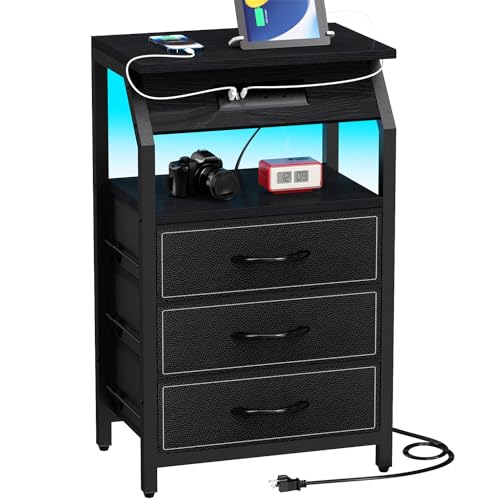 End Tables with Front Charging and Drawers