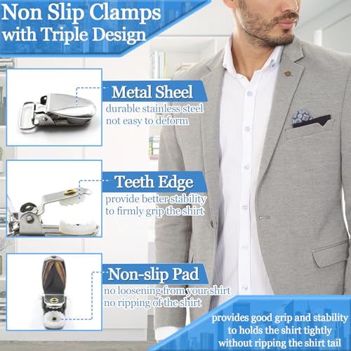 Mens Shirt Stays Adjustable Elastic Shirts Tucker Shirt Garter for Men Police Keep Shirt Tucked