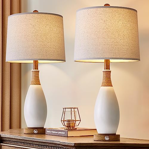 Boho Table Lamps Bedroom Living Room Set 2 Sleeping and Reading