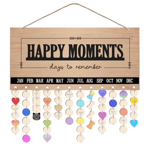 Family Birthday Calendar Board Wall Hanging with Tags