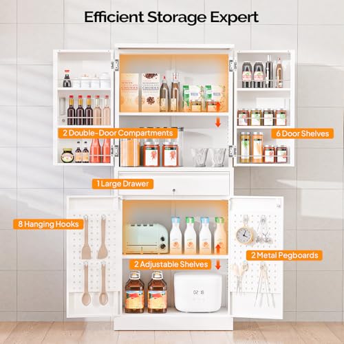 71'' Metal Kitchen Pantry Storage Cabinet with Drawer & 4 Doors
