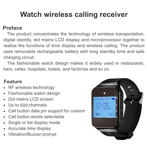Wireless Caregiver Pager Call for Patient Nurse Alert System for Elderly Monitoring 328ft Water Proof Call Bell for Home 1 Receiver Wrist Pager 20 Desk Call Bells