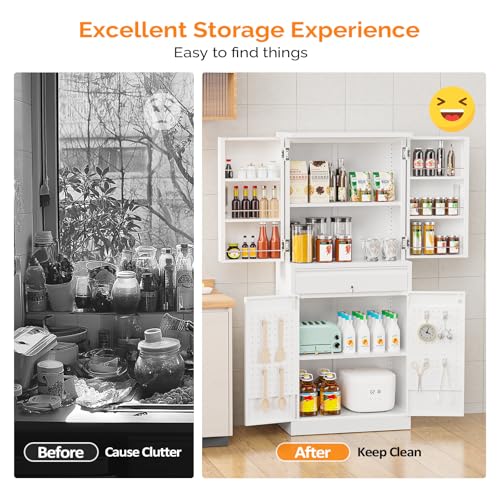 71'' Metal Kitchen Pantry Storage Cabinet with Drawer & 4 Doors
