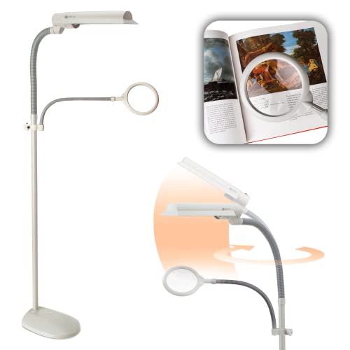 LED Floor Lamp with Optical Grade Magnifier