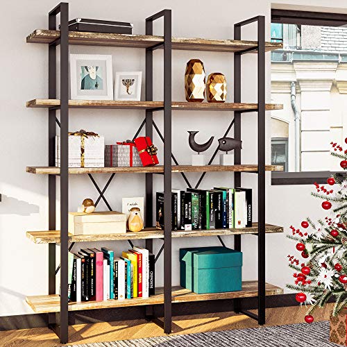 Bookshelves and Bookcases Double Wide Large Bookshelf 5 Tiers