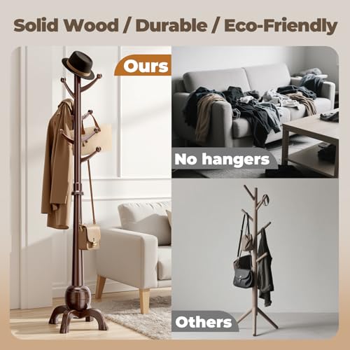Coat Rack Freestanding with 8 Hooks
