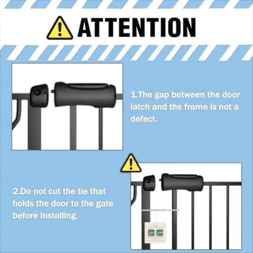 Extra Wide Pressure Mount Baby Gate Auto Close Metal Child Dog Pet Safety Gates with Walk Through for Stairs