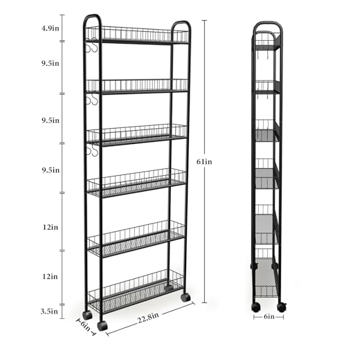 6 Tier Slim Rolling Storage Cart
