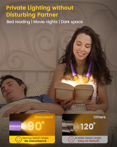 Book Light, 3-Color & 6-Brightness Reading Light, Bendable Neck Light, Long Lasting Rechargeable Lamp, Perfect Book Light for Reading in Bed, Knitting, Camping, Repairing, Book Lovers Gifts
