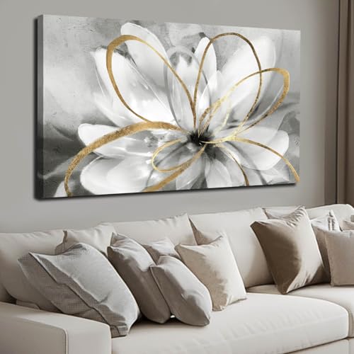Black White Wall Art Abstract Canvas Grey Living Room Pink Home Decor Bedroom Art Work Modern Framed Wall Decor Extra Large Flower Poster Pictures