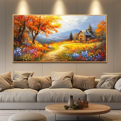 Wood Framed Canvas Wall Art for Living Room Wall Decor for Bedroom Office Wall Decoration White Flower Painting Farmhouse Pictures Artwork Room Aesthetic Home Decor 20x40 in